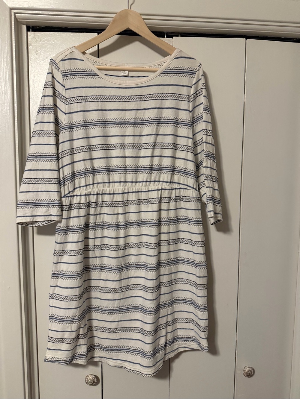 Old Navy Cream and Navy Striped Cotton Dress